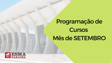 Calendário mensal de cursos de Setembro de 2022