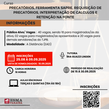 PRECATÓRIOS, FERRAMENTA SAPRE, REQUISIÇÃO DE PRECATÓRIOS, INTERPRETAÇÃO DE CÁLCULOS E RETENÇÃO NA FONTE