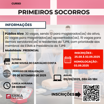 CURSO DE PRIMEIROS SOCORROS